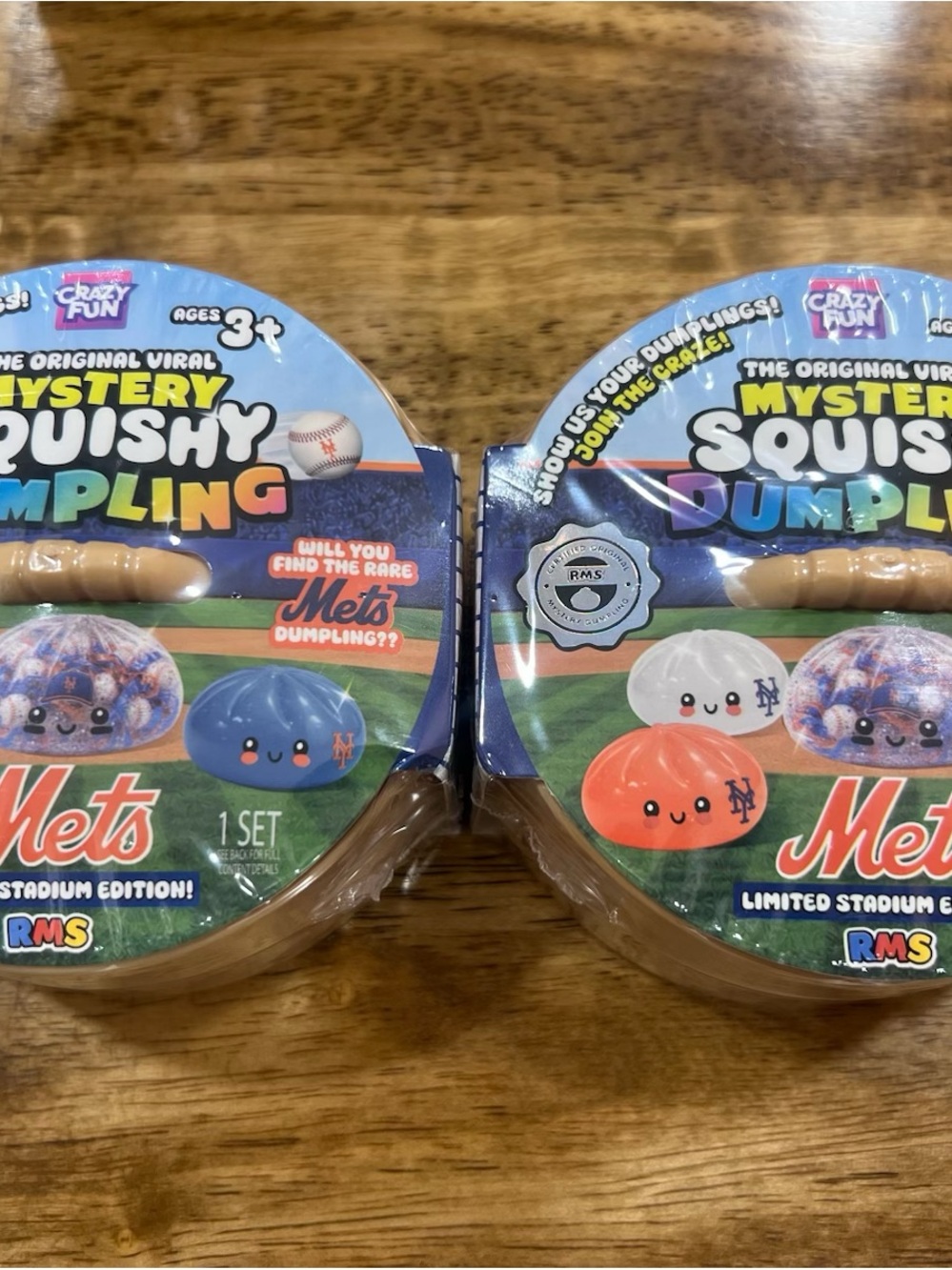 Set of 2 - authentic Mets Mystery Squishy Dumpling Kids Toy - Blue & Orange- RMS